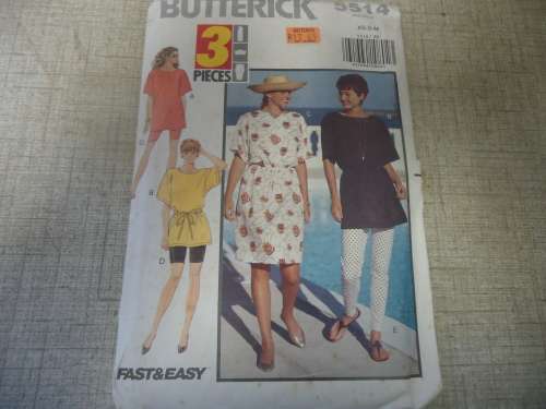 BUTTERICK PATTERN 5514 DRESS, TOP & LEGGINGS SIZE XS, S + M ( 6 - 12)   COMPLETE
