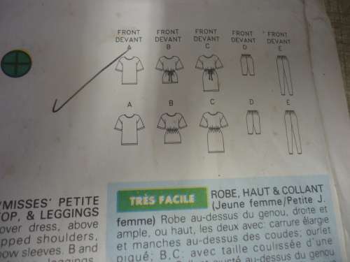 BUTTERICK PATTERN 5514 DRESS, TOP & LEGGINGS SIZE XS, S + M ( 6 - 12)   COMPLETE