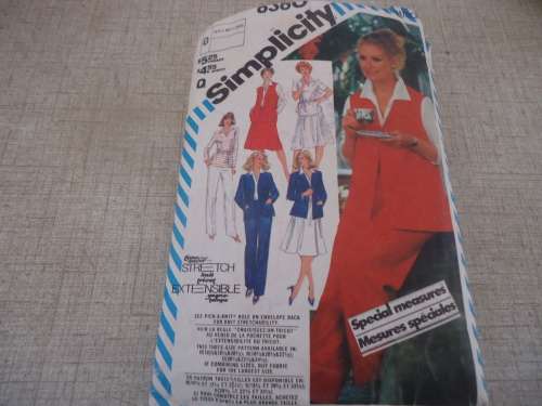 SIMPLICITY  #8360  JACKET, VEST, PULLOVER TOP, PULLON PANTS, SKIRT SIZE O =16 1/2 + 18 1/2 + 20 1/2