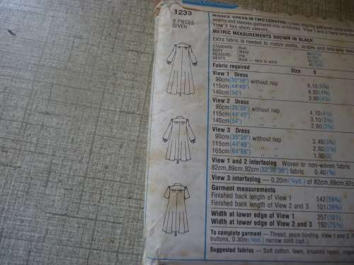 STYLE PATTERNS 1233 DRESS WITH YOKE & COLLAR SIZE 16 BUST 38"/97 CM COMPLETE