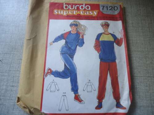 BURDA PATTERNS 7120 TRACKSUIT   SIZES 8/10 + 12/14 + 16/18 + 20/40- SEE DESCRIPTION