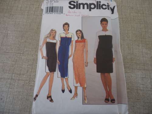 SIMPLICITY PATTERNS 8120  CONTRAST DRESS & SHORT JACKET SIZE D = 4 + 6 + 8 COMPLETE & UNCUT