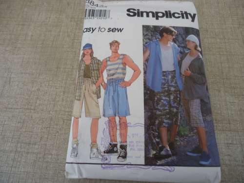 SIMPLICITY PATTERNS 8847 TEEN'S HOODIE, VEST & SHORTS SIZE XS + S + M COMPLETE