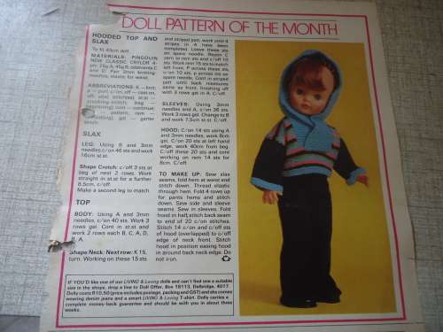 LIVING & LOVING JULY 1980  - HOODED TOP & SLAX - 43 CM DOLL