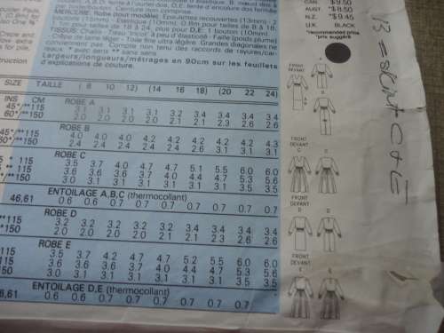 BUTTERICK  PATTERN 4509 ONE PIECE DRESS LOOSE FITTING & ELASTIC WAIST SIZE 8 + 10 + 12 SEE DESCRIPTI