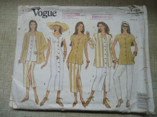 VOGUE PATTERN 1152 " DRESS, TOP, SKIRT & PANTS"  SIZES 14 + 16 + 18 SEE DESCRIPTION