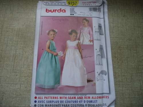 BURDA PATTERNS 9757 "TODDLER GIRLS' BRIDESMAID DRESS"  SIZES 2- 8 YEARS COMPLETE