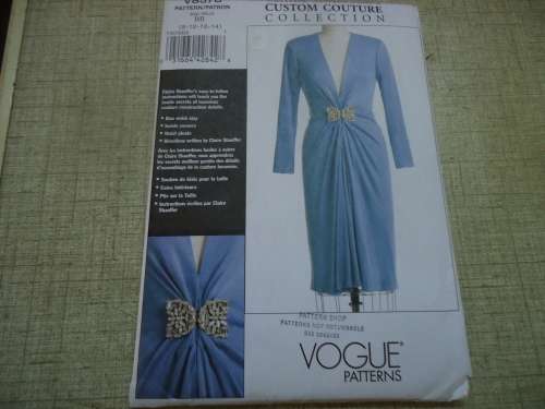 NEW VOGUE CUSTOM COUTURE PATTERNS V84578 CLAIRE SHAEFFER'S  DRESS SIZES 8+10+12+14 COMPLETE & UNCUT