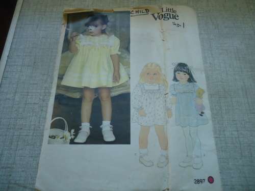 LITTLE VOGUE PATTERNS 2897 TODDLERS DRESS & PANTIES SIZE 1 YEAR COMPLETE