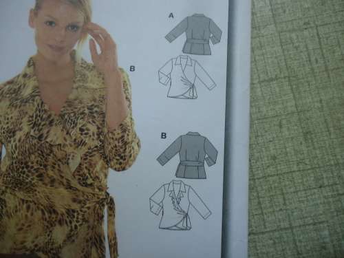 BURDA PATTERNS 8497   WRAP OVER BLOUSE SIZES 6 - 18  COMPLETE