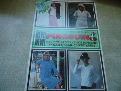 PINGOUIN # 253  - HOME MACHINE KNITS FOR PANACHE - 4 PATTERNS
