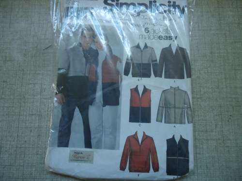 SIMPLICITY PATTERNS 5878 FLEECE JACKETS  SIZE XS - XL MISSING SEWING INSTRUCTIONS