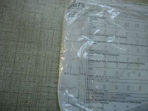 SIMPLICITY PATTERNS 5878 FLEECE JACKETS  SIZE XS - XL MISSING SEWING INSTRUCTIONS