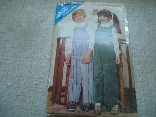 BUTTERICK PATTERN 5198 KIDDIES DUNGAREES  SIZES A = 3 + 4 + 5 + 6 + 6X COMPLETE