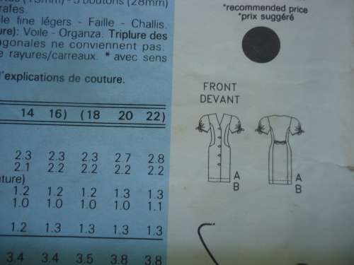 BUTTERICK PATTERN 6637 LOOSE FITTING DRESS WITH PUFF SLEEVES SIZES 12 + 14 + 16 COMPLETE