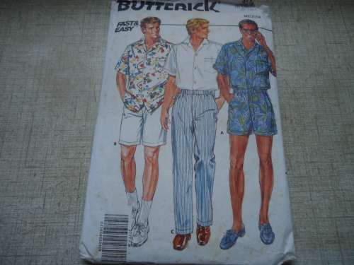 BUTTERICK PATTERN 3777 MEN'S SHIRT, SHORTS & PANTS  SIZE MEDIUM 38 - 40"-COMPLETE