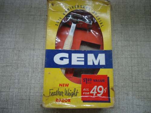 VINTAGE GEM "new featherweight" RAZOR - 50th ANNIVERSARY SPECIAL-RAZOR INCLUDED & BOXED