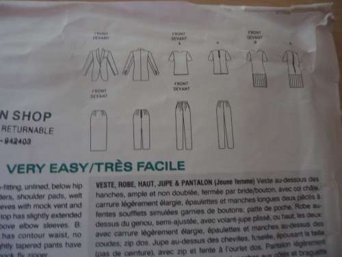 VOGUE CAREER PATTERNS - 1087 TAMOTSU SIZE 8 + 10 + 12  COMPLETE & UNCUT