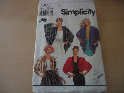 SIMPLICITY 7023 - BATWING JACKET SIZE P - XL OR 6 - 24 - SEE DESCRIPTION