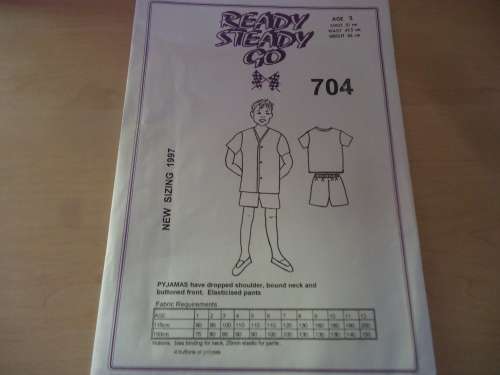 READY-STEADY-GO PATTERN-NUMBER 704 PAJAMAS SIZE 2