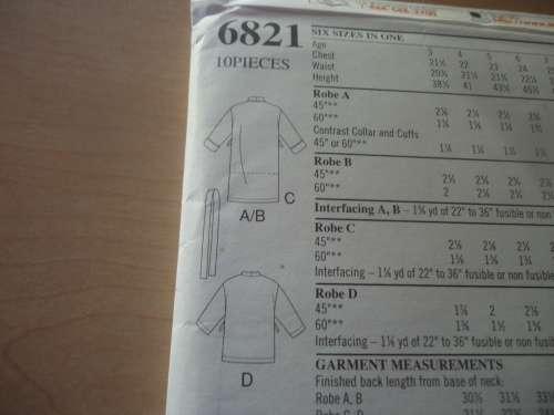 NEW LOOK PATTERNS 6821 KIDDIES DRESSING GOWNS - 6 SIZES IN ONE -3 - 8 YEARS- COMPLETE & UNCUT