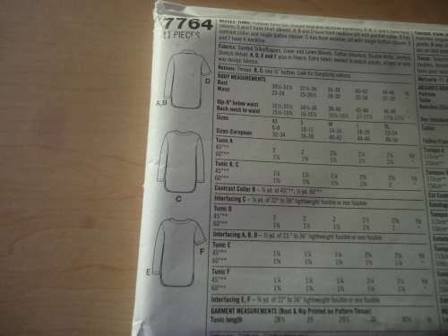 SIMPLICITY PATTERNS 7764 PULLOVER TOP IN 6 VARIATIONS SIZE LARGE- XLARGE (18 - 24)  COMPLETE & UNCUT