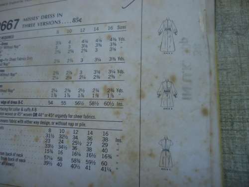 VINTAGE McCALLS PATTERNS 2667 PLEATED COLLAR DRESS IN 3 VERSIONS  SIZE 14 SIZE 38" COMPLETE