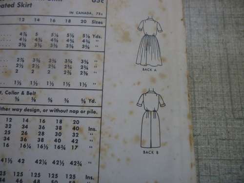 VINTAGE McCALLS PATTERNS 7729 DRESS WITH SLIM & PLEATED SKIRT SIZE 12 BUST 34" NO SEWING INSTRUCTION