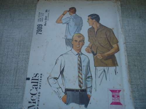 VINTAGE McCALLS PATTERNS 7909 MEN'S SHIRTS SIZE MEDIUM 15 - 151/2 CHEST 38 - 40   - COMPLETE