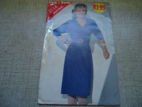 BUTTERICK PATTERN 5114 PULLOVER A LINE  DRESS SIZE B = 14 + 16 + 18 -COMPLETE & UNCUT