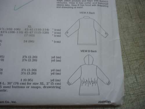 KWIK SEW PATTERNS 2580 WINTER JACKET  SIZES X-SMALL, SMALL+MEDIUM+LARGE + X-LARGE-COMPLETE
