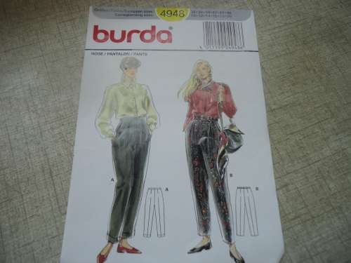 BURDA PATTERN 4948 PANTS SIZES = 10 + 12 + 14 + 16 + 18 + 20 COMPLETE
