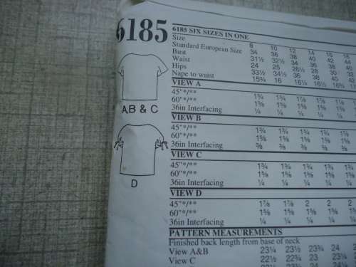 NEW LOOK PATTERNS 6185 LADIES TOPS  SIX SIZES IN ONE 8 - 18 COMPLETE