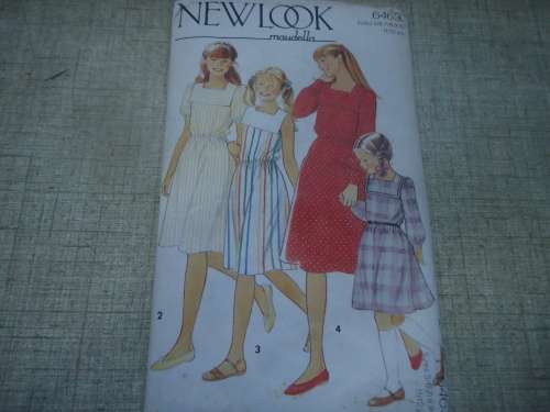 NEW LOOK PATTERNS 6463 GIRL'S DRESS IN 4 VARIATIONS-4 SIZES IN ONE 5/6  7/8 + 9/10 + 11/12  COMPLETE