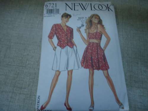 NEW LOOK PATTERNS 6721 JACKET/BOOB TUBE TOP & SKORT I 6 SIZES IN ONE 6 - 16 COMPLETE