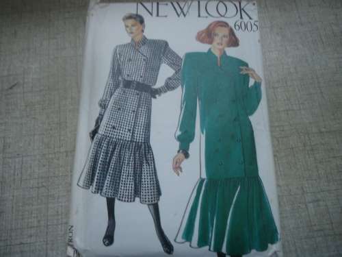 NEW LOOK PATTERNS 6005 - 6 SIZES IN ONE -DRESS- DBL BREASTED FRONT  SIZES 8 - 18 COMPLETE