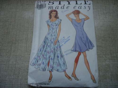 STYLE PATTERNS 2116 BUTTON FRONT FLARED DRESS SIZES A =6 - 16 COMPLETE