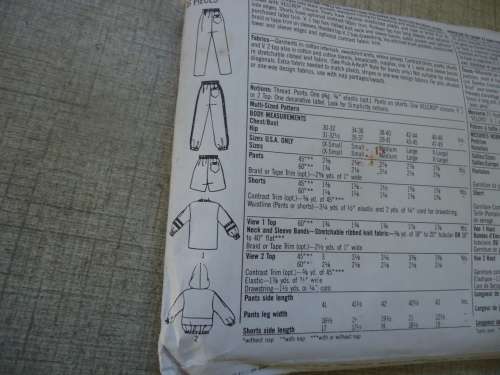 SIMPLICITY PATTERNS 7073 MEN'S CASUAL WEAR - HOODIES SIZE XS - XL COMPLETE & MOSTLY UNCUT