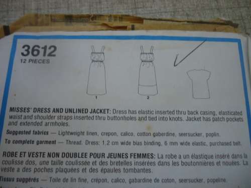 STYLE PATTERNS 3612 SUNDRESS SIZE 10 + 12 + 14 + 16 -COMPLETE