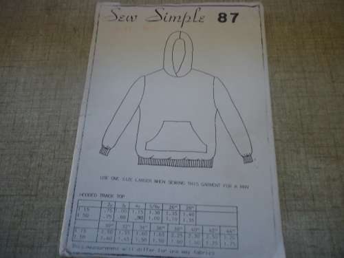 SEW SIMPLE PATTERNS#87 HOODED TRACK TOP SIZE BUST 34" OR 87CM  COMPLETE