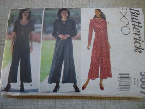 BUTTERICK  PATTERN 3007 JACKET & JUMP SUIT  SIZE 6 + 8 + 10 COMPLETE