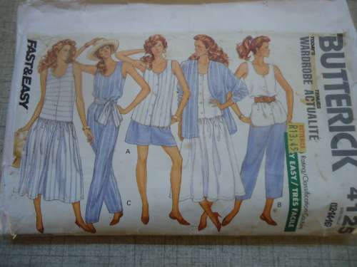 BUTTERICK PATTERN 4125 JACKET, TOP, DRESS, SHORTS & PANTS SIZES 14 + 16 + 18 COMPLETE