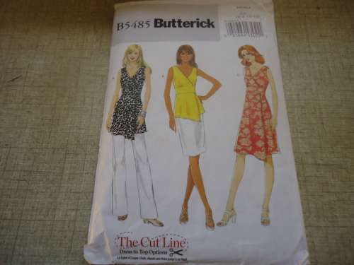 BUTTERICK PATTERN B5485 TOP, TUNIC & DRESS SIZE AA = 6 + 8 + 10 + 12 -COMPLETE