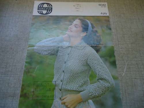SIDAR PATTERN # 6042 -LADIES CARDIGAN- SIZES 32" - 42"