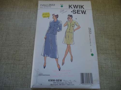 KWIK SEW PATTERNS 2553 SKIRT SUIT SIZES X SMALL, SMALL+MEDIUM+LARGE + X LARGE - COMPLETE & UNCUT