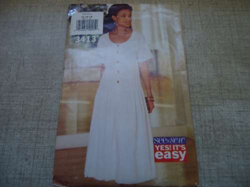 BUTTERICK PATTERN 3413 LOOSE FITTING DRESS SIZES 12 + 14 + 16  COMPLETE