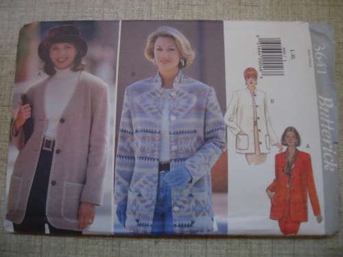 BUTTERICK PATTERN 3641 JACKETS  SIZE L - XL ( 16- 22) COMPLETE & UNCUT