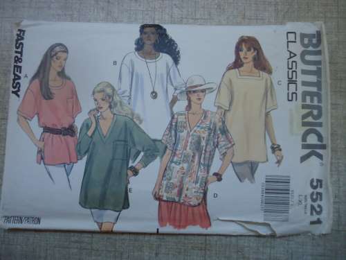 BUTTERICK PATTERN 5521TOPS SIZES L - XL = 16 - 22 COMPLETE & UNCUT