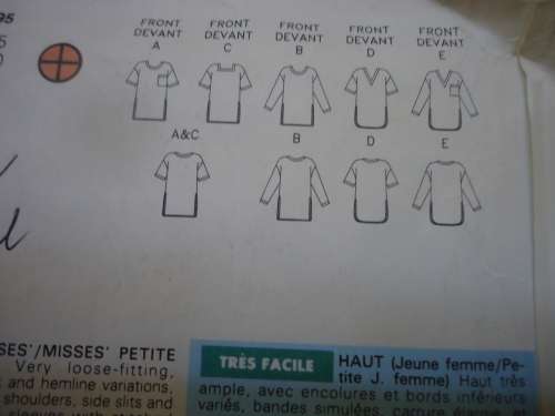 BUTTERICK PATTERN 5521TOPS SIZES L - XL = 16 - 22 COMPLETE & UNCUT