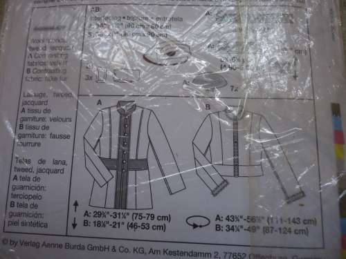 BURDA PATTERN 7860 LADIES BOMBER JACKET & LONGER JACKET SIZES 8 - 24/ 36 - 50" COMPLETE & UNCUT